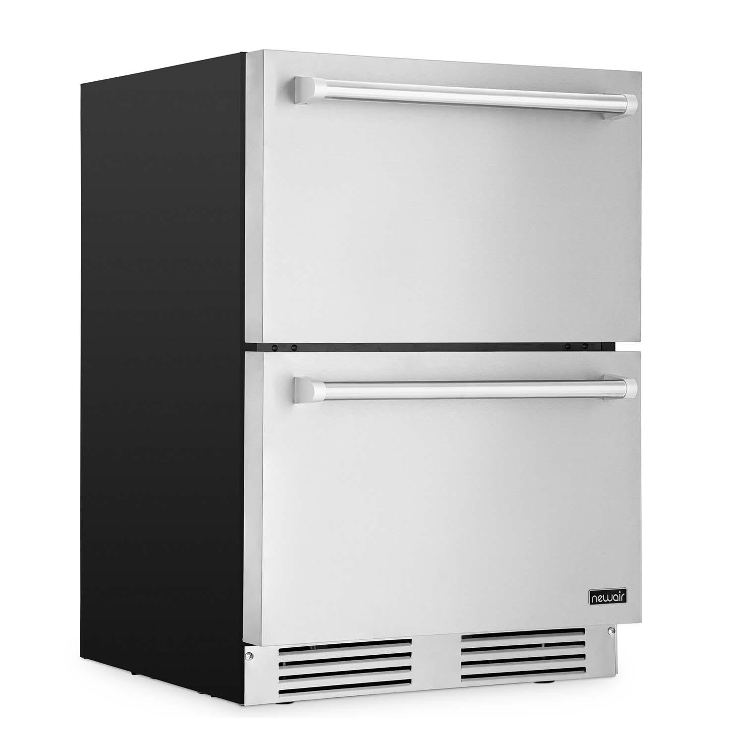 NewAir 24 Inch 4.1 Cu. Ft. Dual Drawer Commercial Built-In Outdoor Refrigerator & Freezer - NOF110SSD0