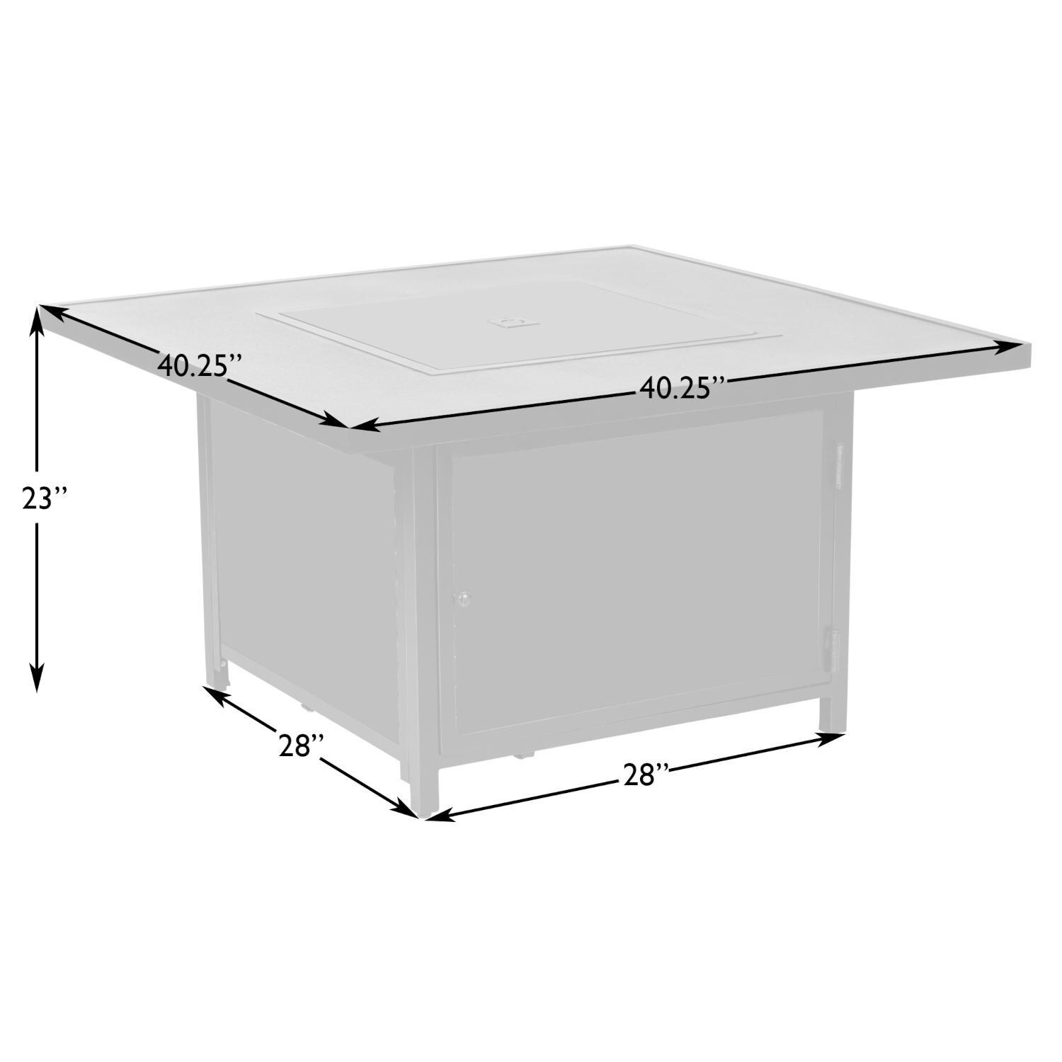 Ultimate Patio 62751-NG La flore 40-Inch Square Aluminum Natural Gas Fire Pit - Dimensions thumbnail