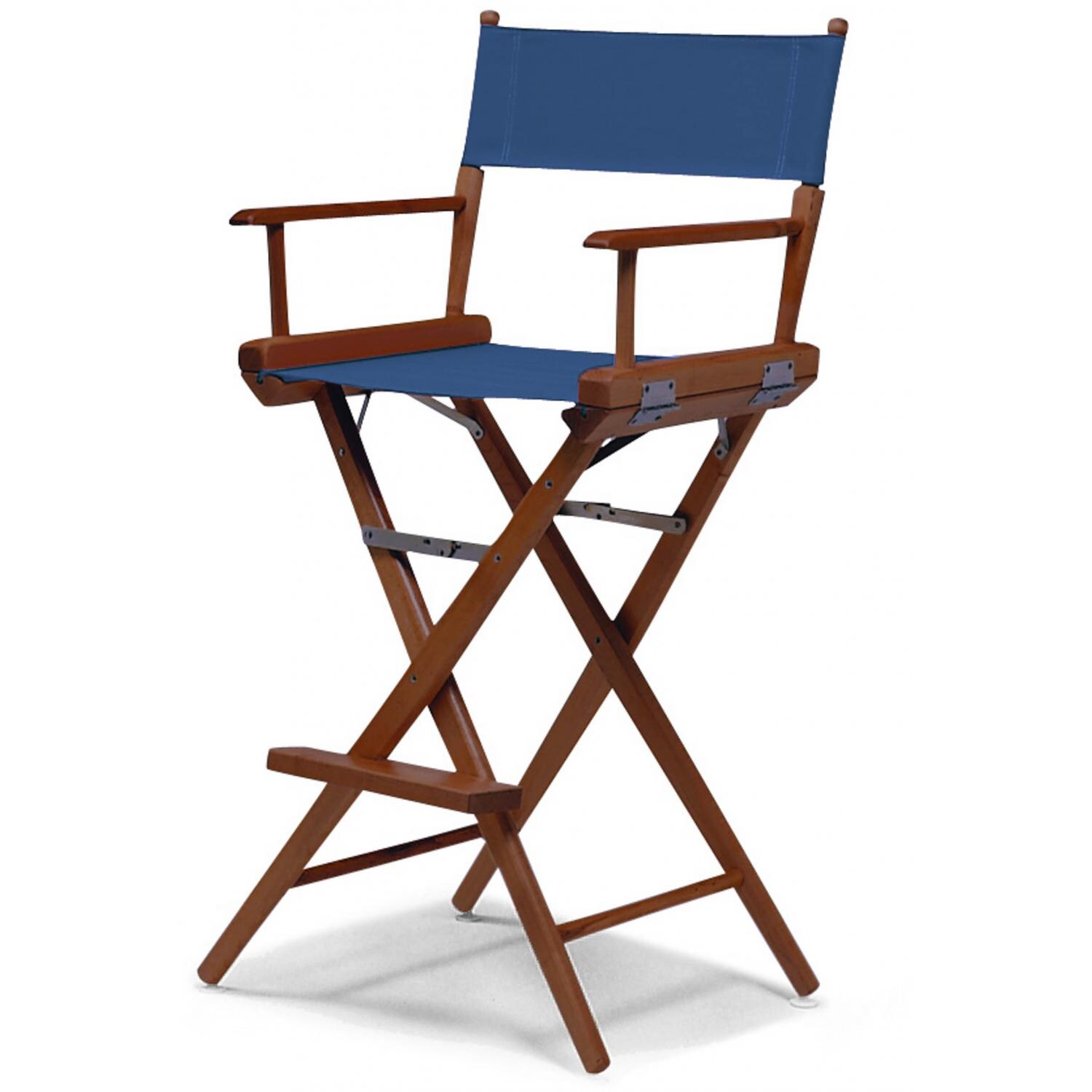 World Famous Bar Height Director Chair By Telescope Casual - Walnut/Blue thumbnail