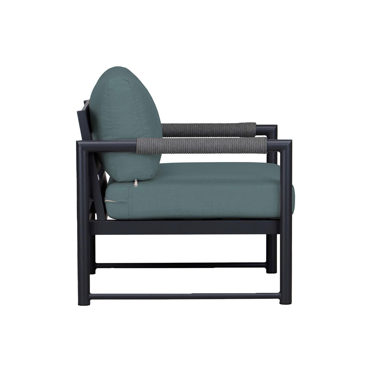 Lakeview AVEBAY-BK-CO-CC-CL Avenue Bay Black/Carbon Club Chair - Cast Lagoon - Side View - White Background thumbnail