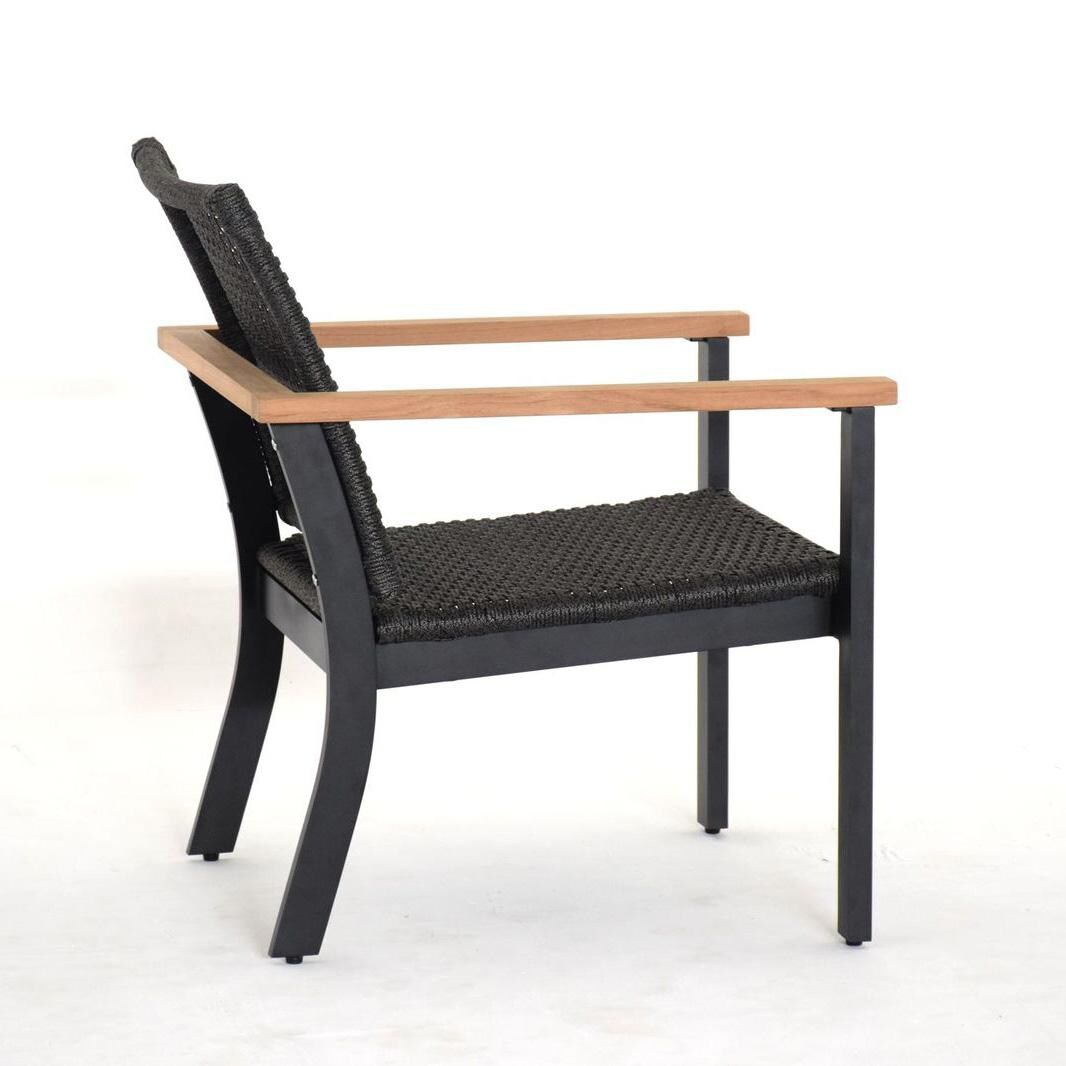 Royal Teak Collection NAPCC Naples Woven Rope Club Chair in Black - Side - White Background thumbnail