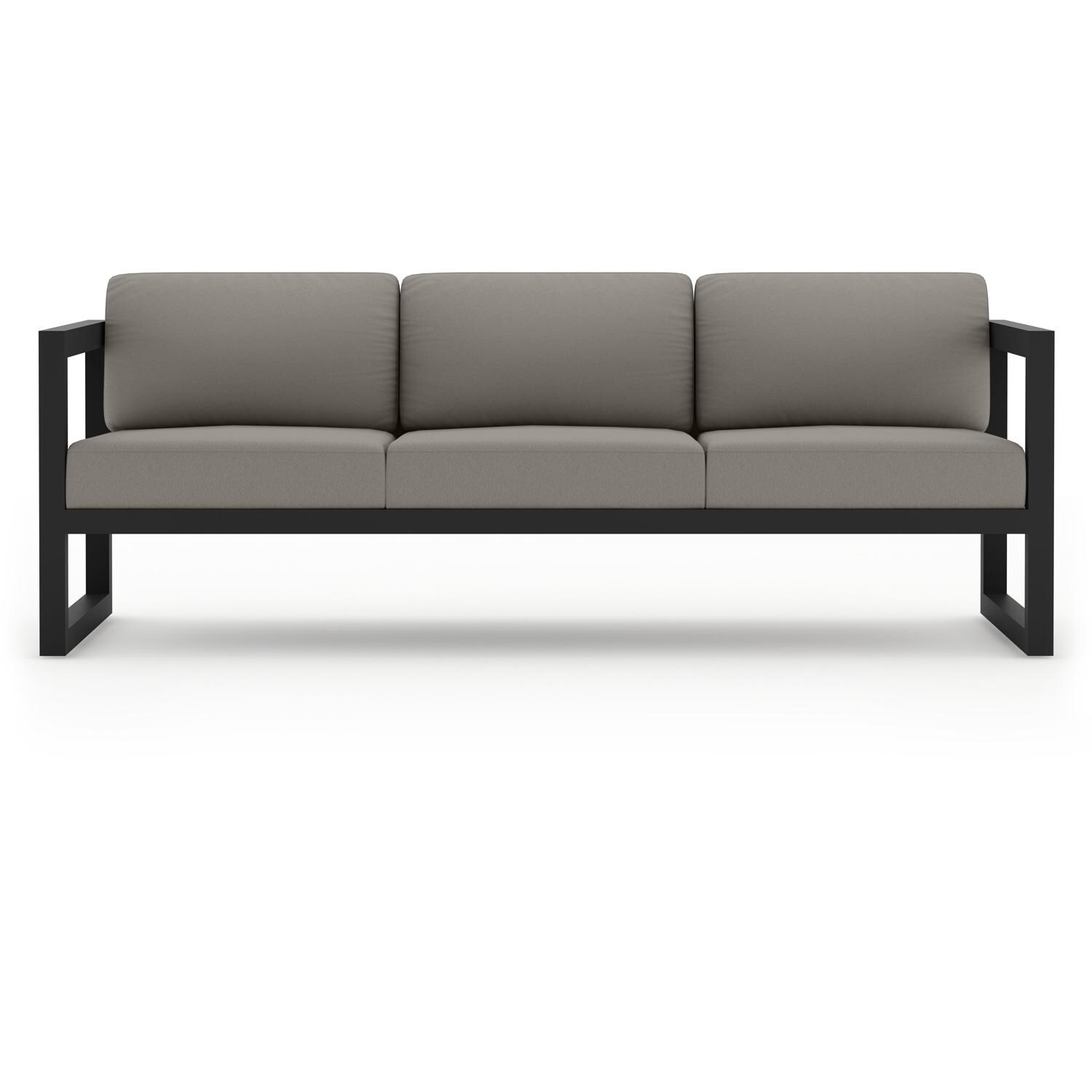 Lakeview MSTYCV-BK-2SS-CC Misty Cove 2 Pc Aluminum Seating Set In Black w/Canvas Charcoal Cushions by Lakeview Outdoor Designs - Sofa - White Background thumbnail
