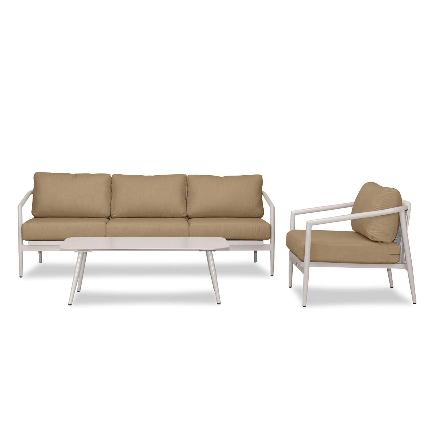 Lakeview Midnight Cove 3 Pc Aluminum Sofa Seating Set in Urban Stone/Carrera/Heather Beige - Front - White Background thumbnail
