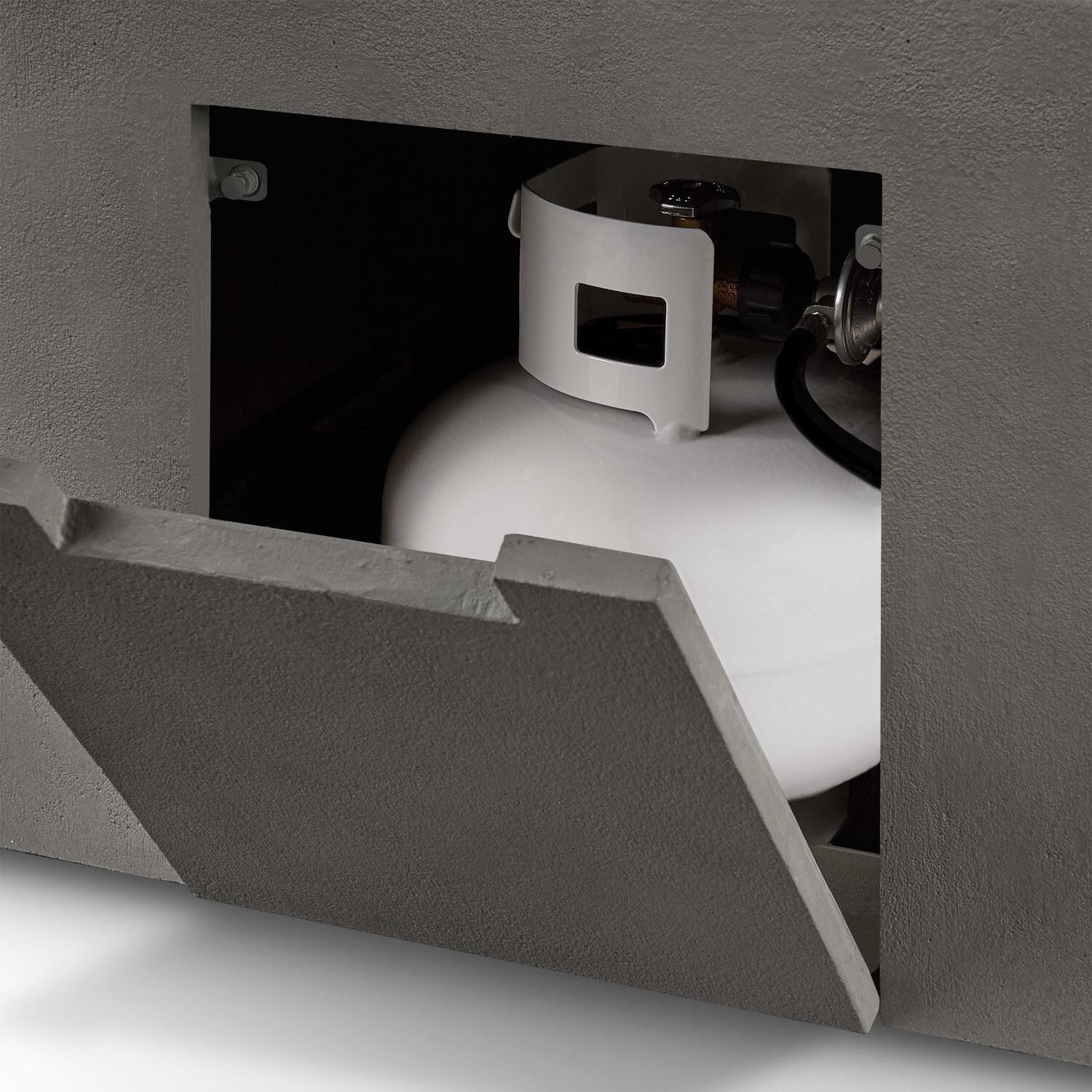 Olliewood 363LP-CBN 40 Inch Square Glass Fiber Reinforced Concrete Propane Fire Pit Table in Carbon by BBQGuys Signature - Demo - White Background thumbnail