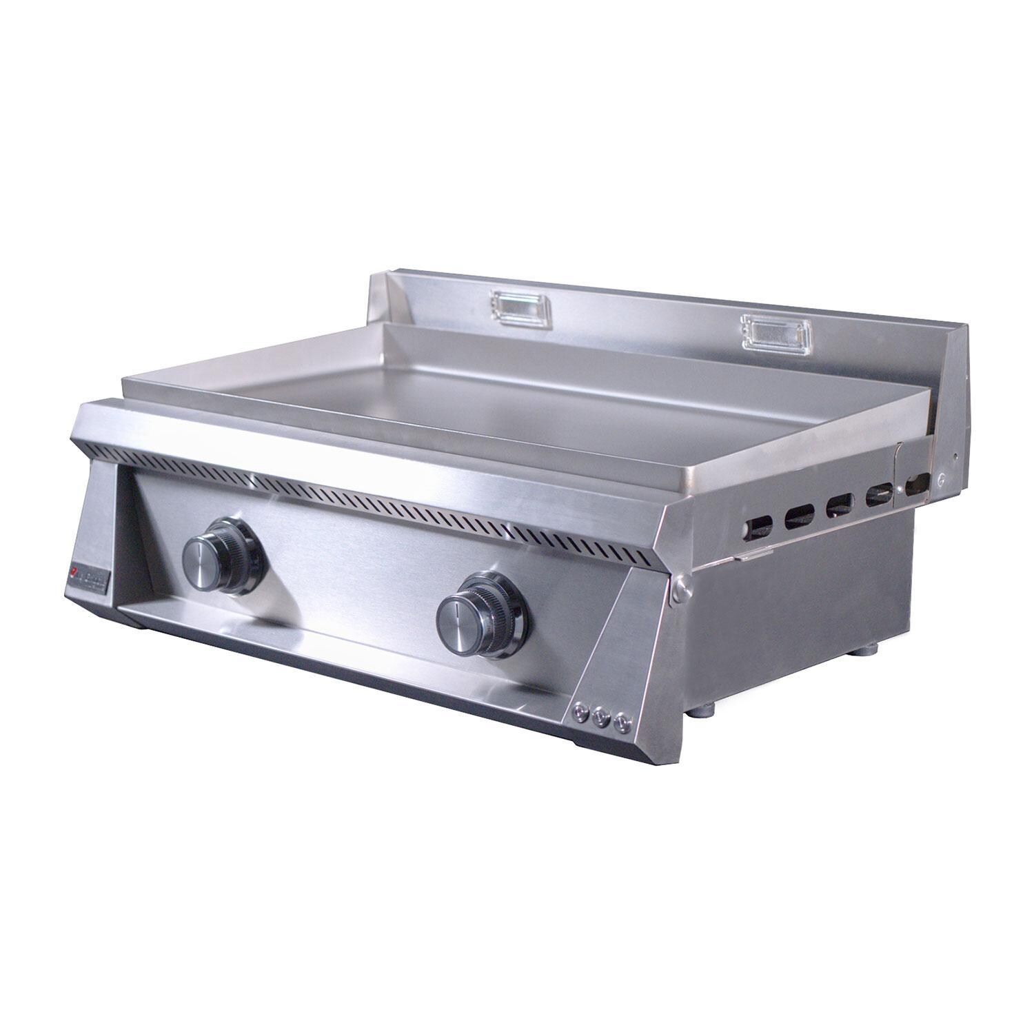 Le Griddle Pro Series 75 30-in 2 Burner Built-In Propane Flat Top Grill w/ 6mm Plate & Lid - Trays Covered - White Background thumbnail
