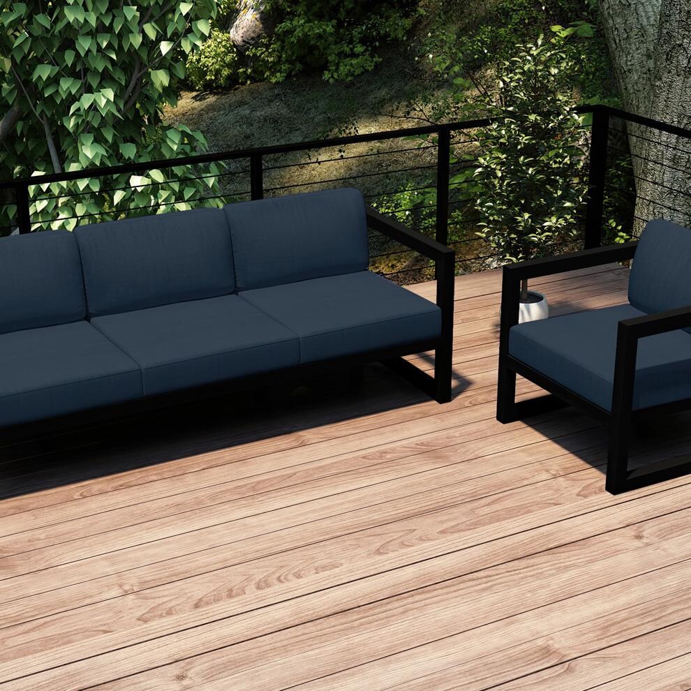Misty Cove 2 Pc Aluminum Seating Set in Black/Spectrum Indigo by Lakeview Outdoor Designs