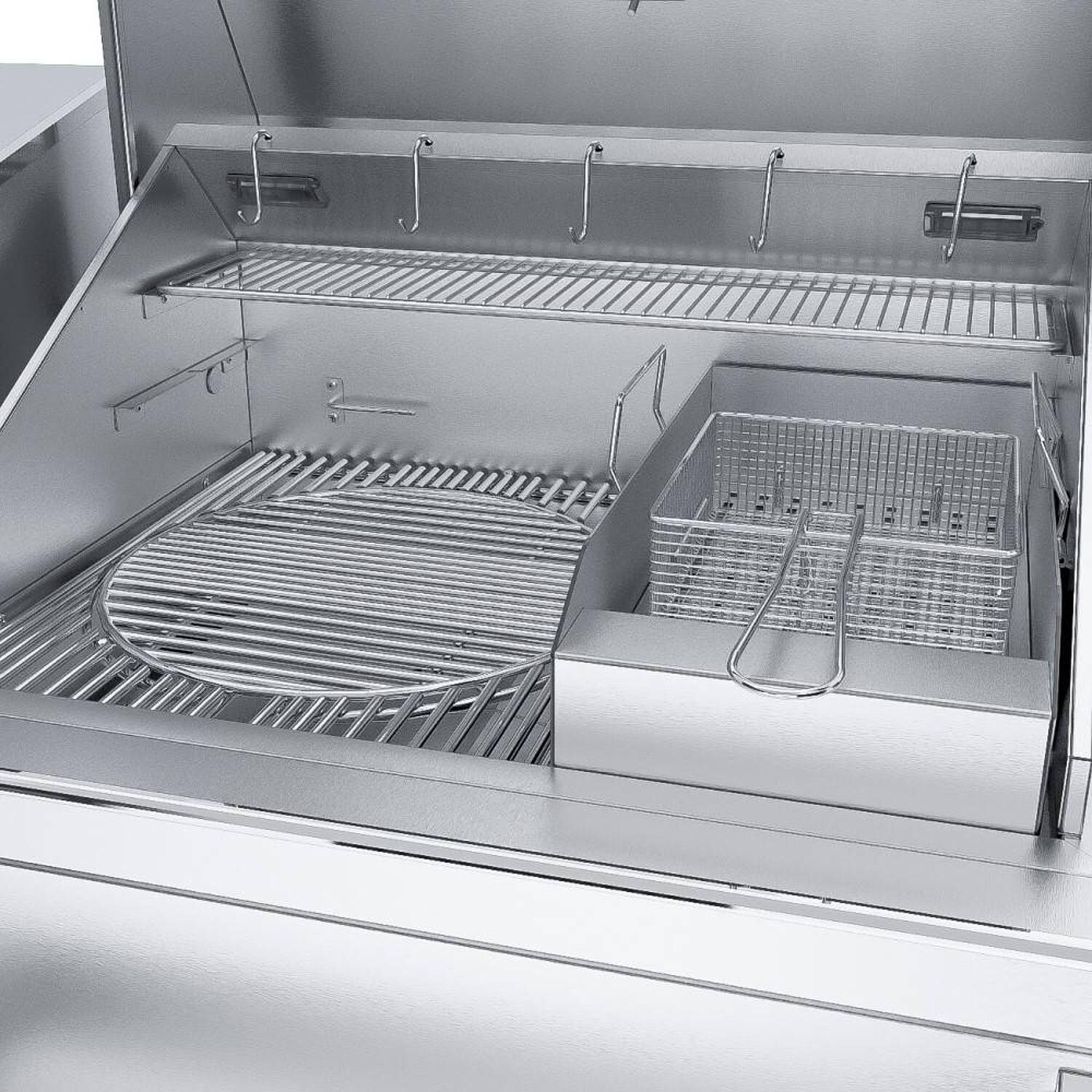 Sunstone Grills SUNPLT40 40 Inch Electric Pellet Grill W/ Cold Smoker - Fryer Accessory - White Background thumbnail