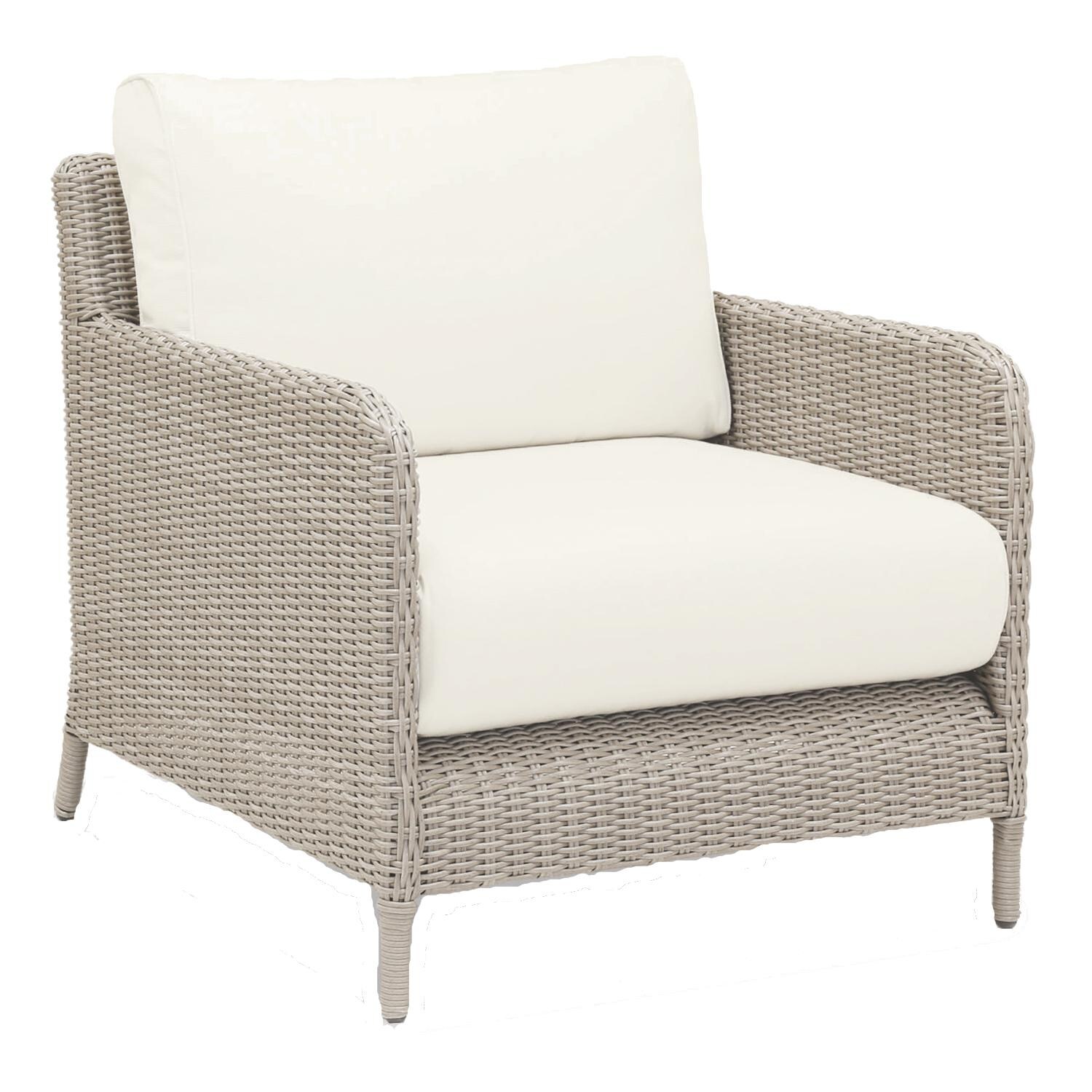 Manhattan Wicker Patio Club Chair W/ Sunbrella Linen Canvas Cushions By