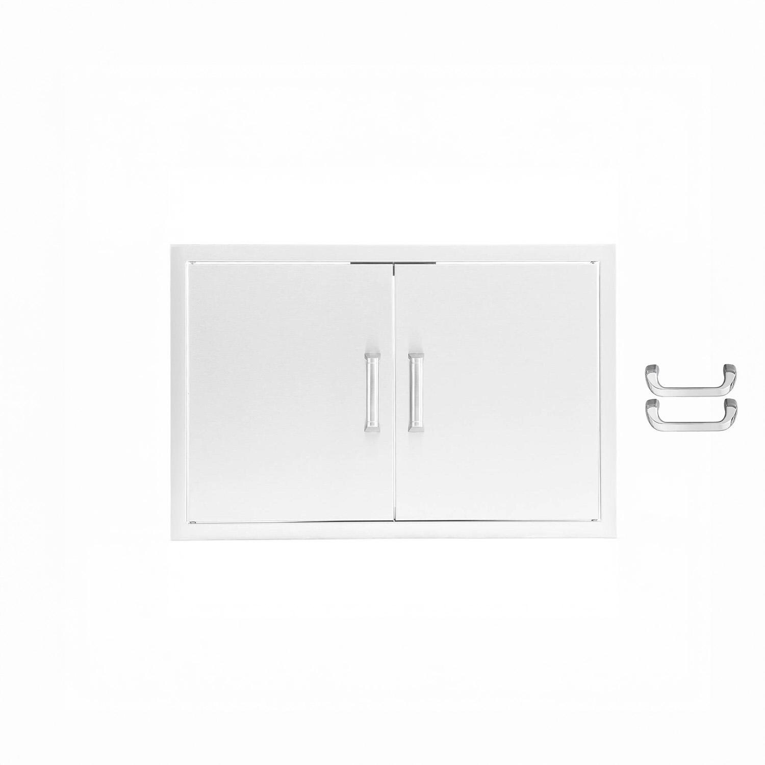 BBQGuys Signature 32-in Stainless Steel Double Access Door - Included Handles - White Background thumbnail