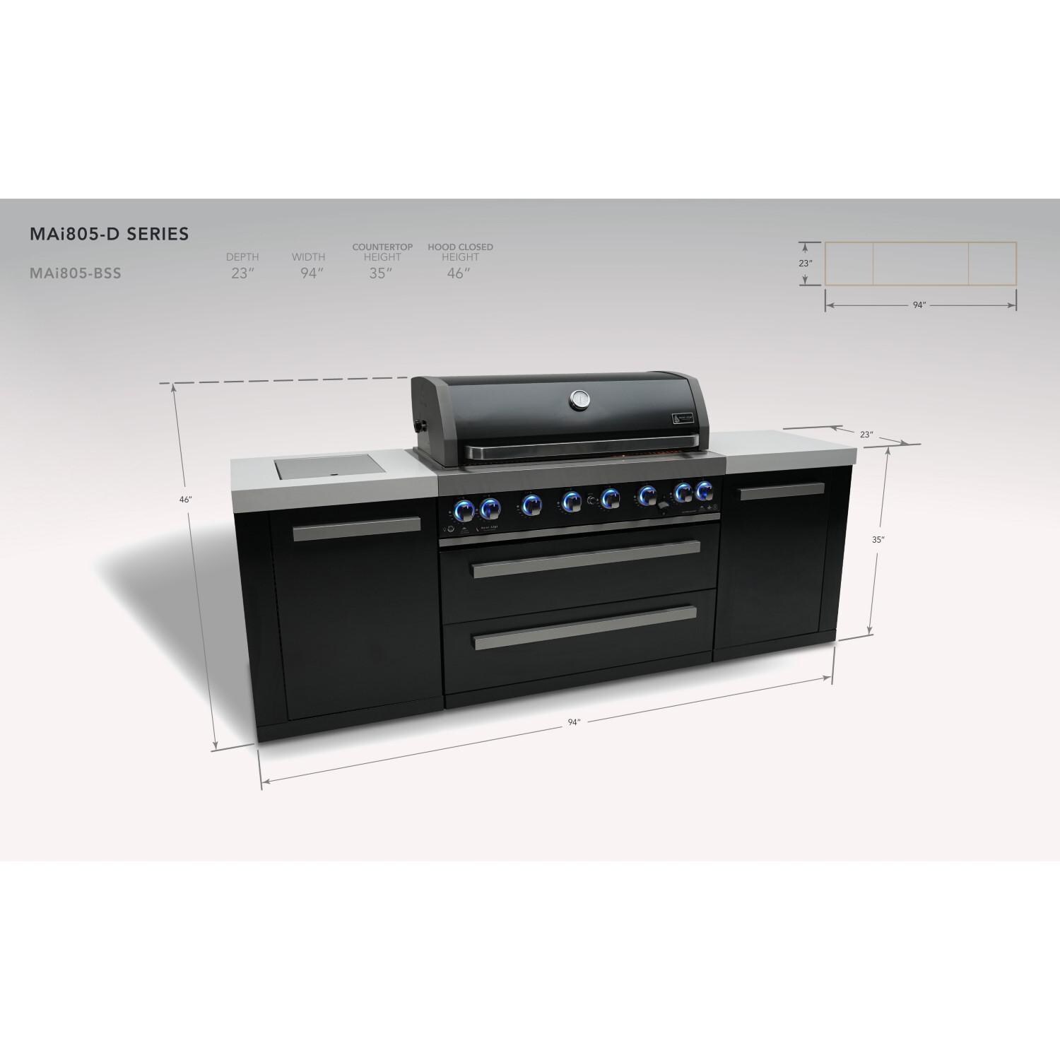 Mont Alpi - MAi805-BSS - Deluxe Grill Island - Black Stainless Steel - Dimensional thumbnail