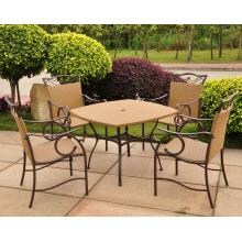 International Caravan Valencia 4-Person Resin Wicker Patio Dining Set - Matte Brown image