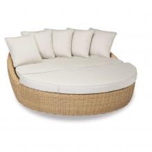 Leucadia Wicker Patio 2 Piece Daybed W/ Sunbrella Canvas Flax Cushions By Sunset West image