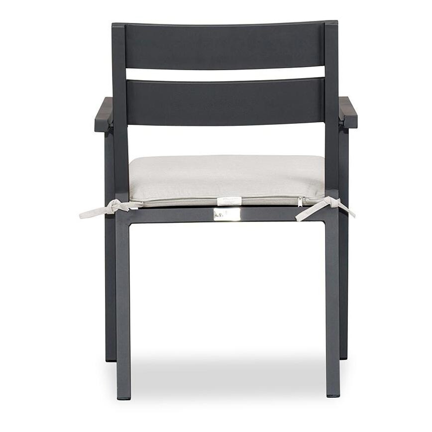 Calm Bay Aluminum Dining Arm Chair in Slate/Canvas Natural by Lakeview Outdoor Designs - Back - White Background thumbnail