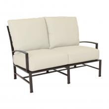 La Jolla Aluminum Patio Loveseat W/ Sunbrella Canvas Flax Cushions By Sunset West image