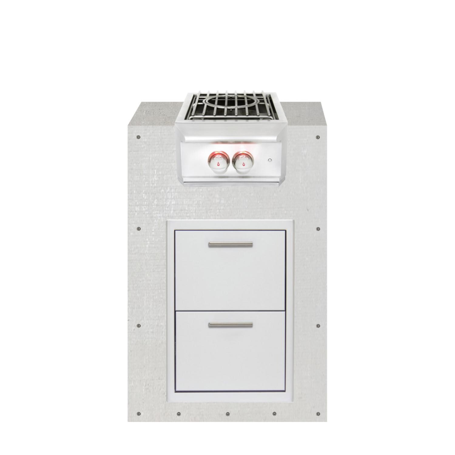 BBQGuys Signature 24-Inch Ready for Finish Outdoor Kitchen Module w/ Blaze Professional LUX Propane Power Burner & Double Drawers