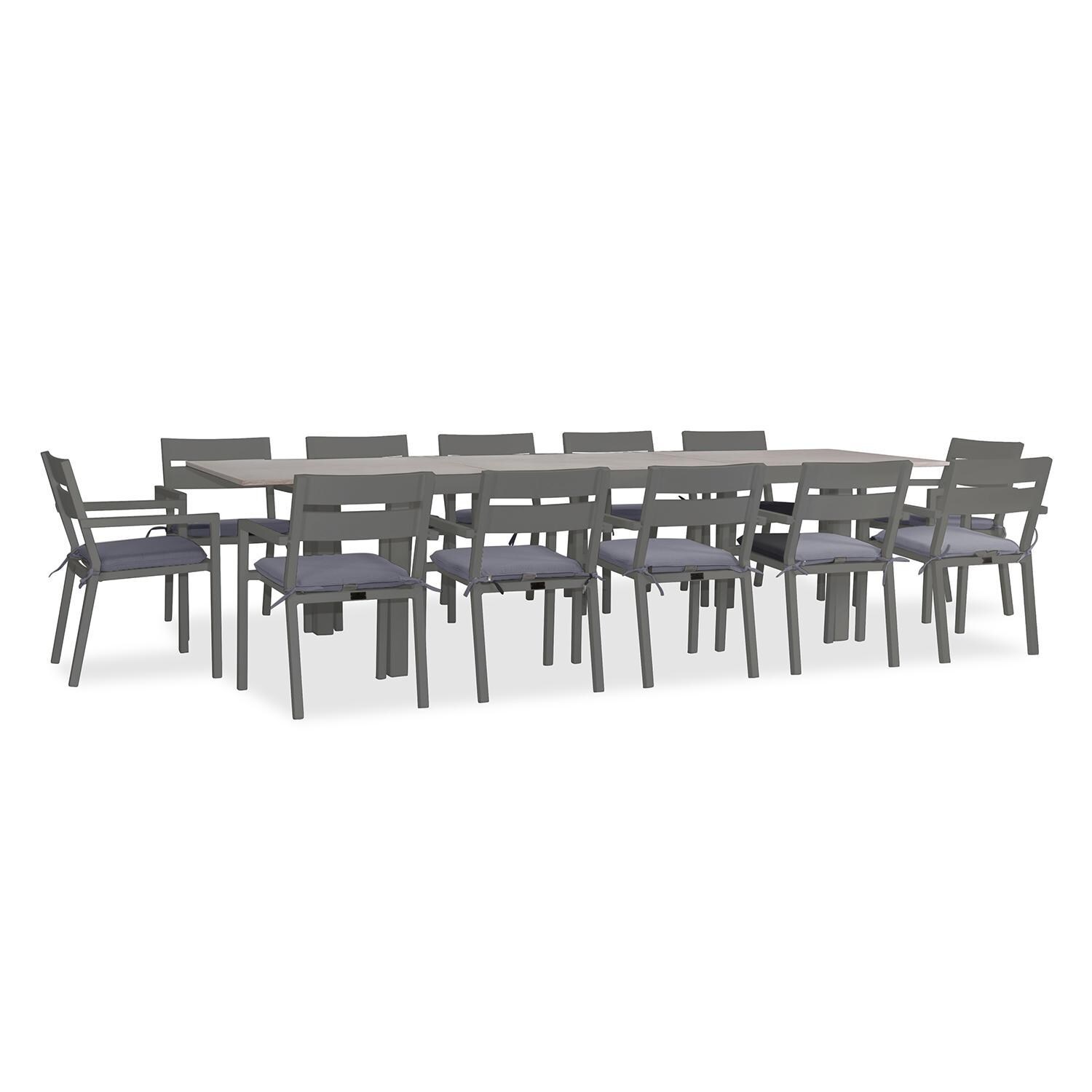 Calm Bay 13 Pc Extendable Dining Set in Slate/Canvas Charcoal by Lakeview - White Background 2 thumbnail