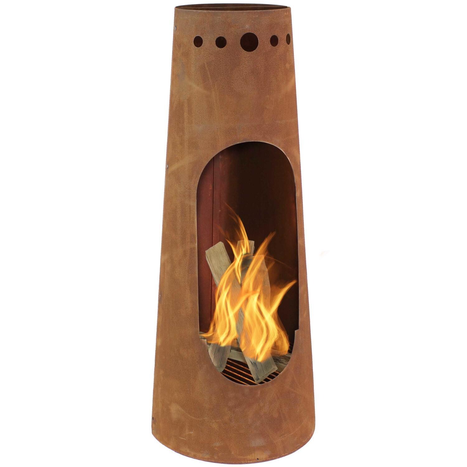 Ultimate Patio 50-Inch Steel Wood Burning Chiminea - In Use thumbnail