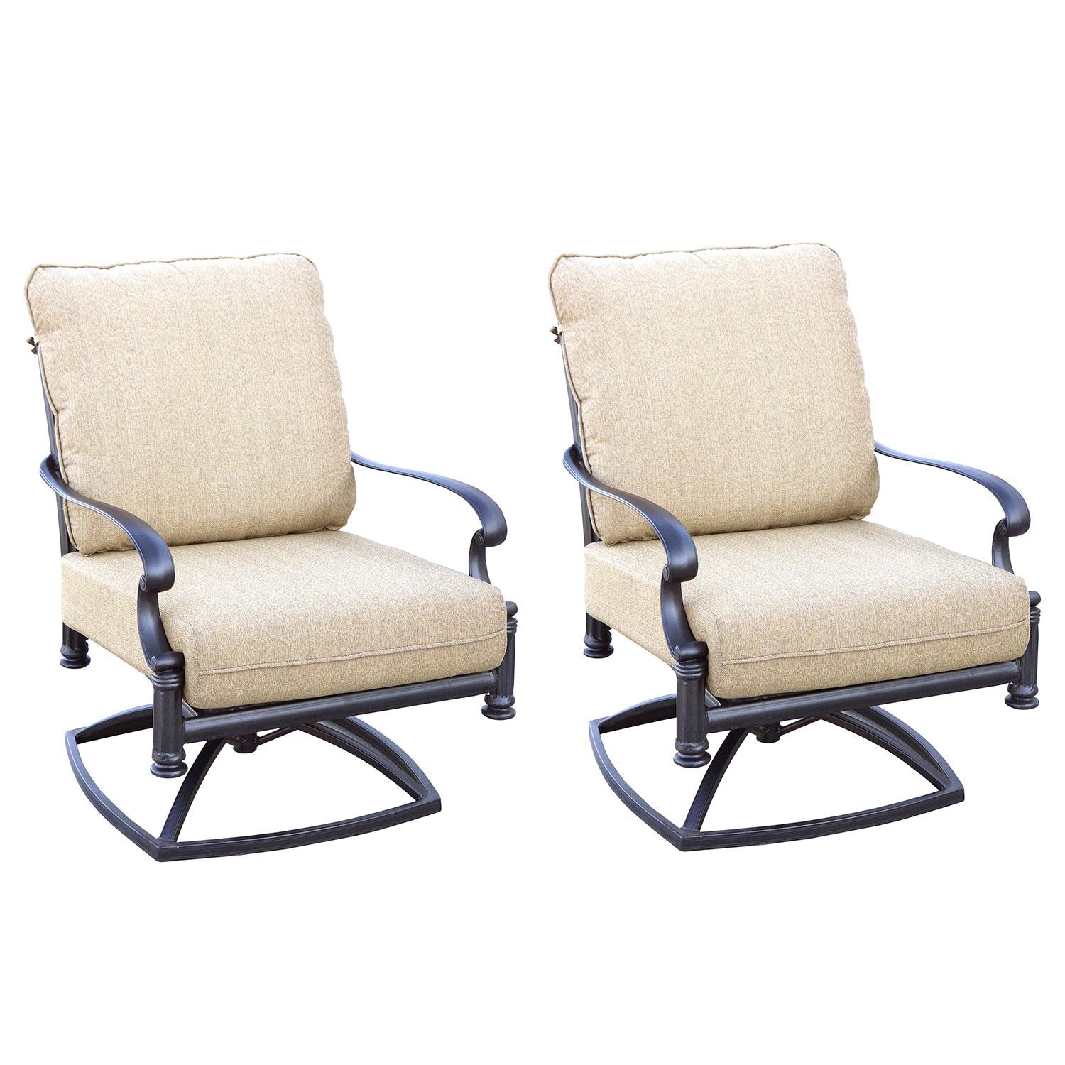 Darlee B/201016-3-2 Santa Barbara 2 Piece Cast Aluminum Patio Swivel Rocker Club Chair Set - White Background thumbnail