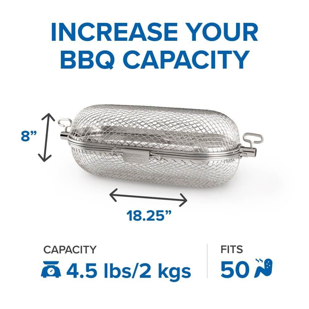 Napoleon 64000 Rotisserie Grill Basket - Increase Your BBQ Capacity - Dimensional