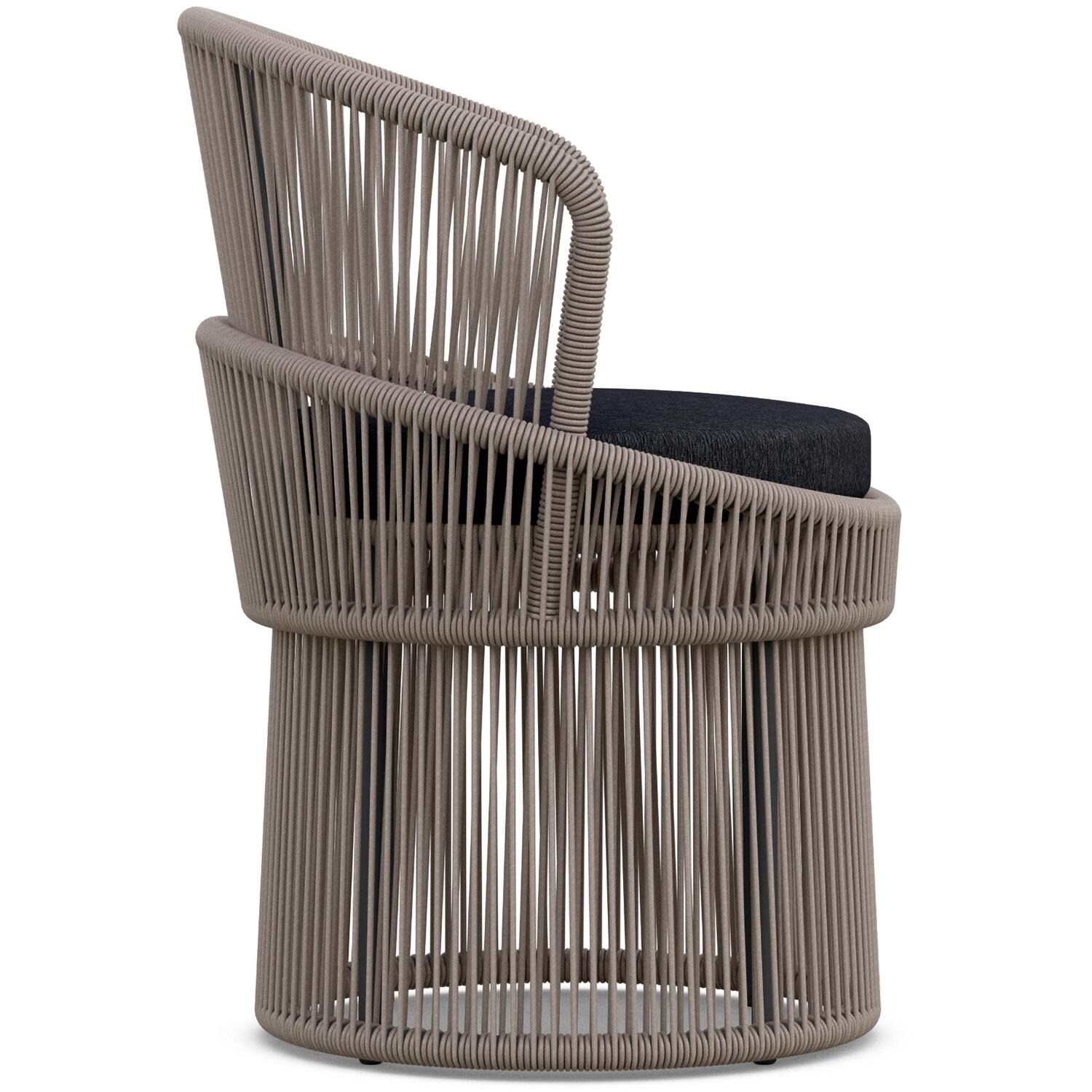 Azzurro Living Palma Woven Rope Dining Chair in Mocha/Midnight - Side - White Background thumbnail