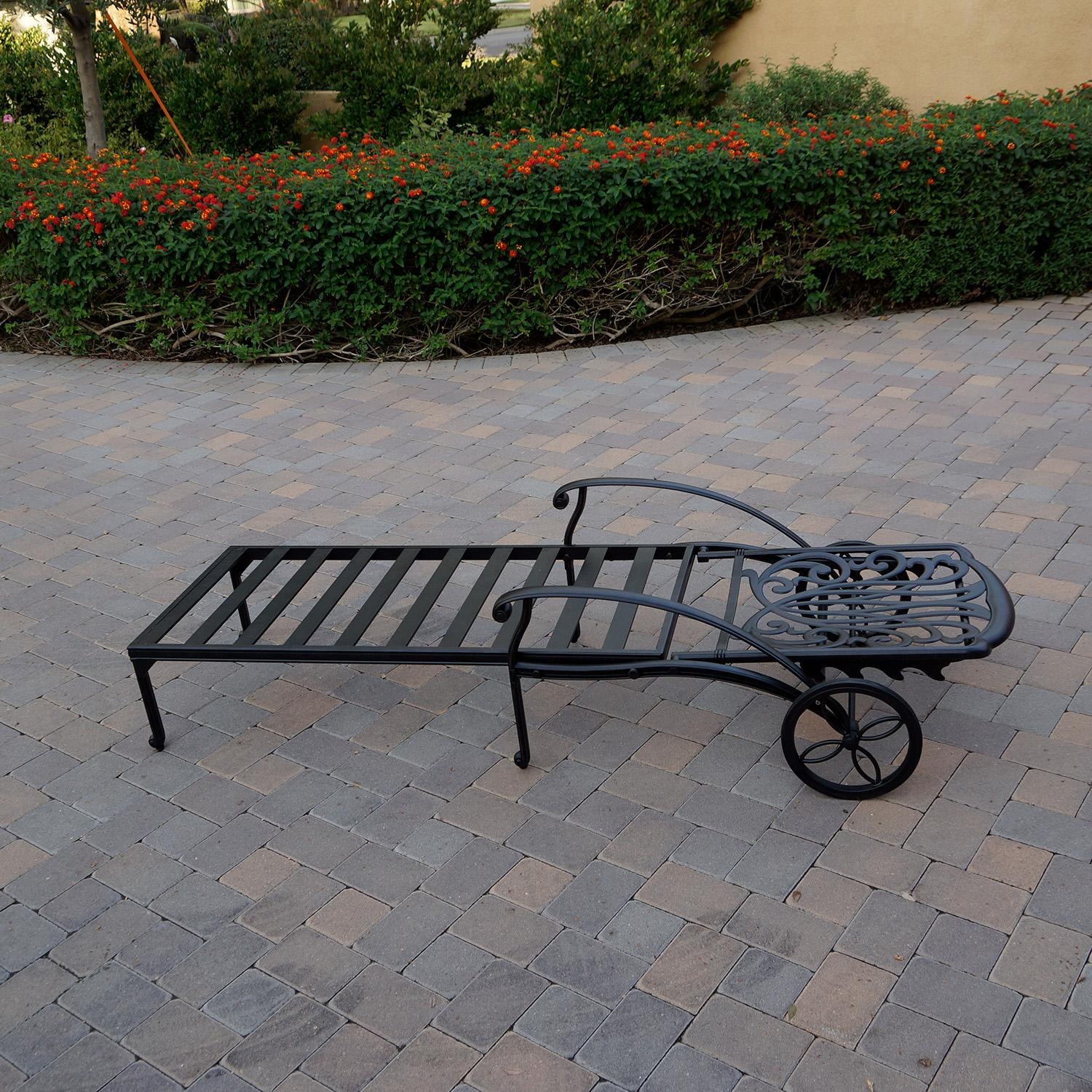 Darlee Elisabeth Cast Aluminum Chaise Lounge in Antique Bronze/Beige - No Cushion & Reclined - Lifestyle thumbnail