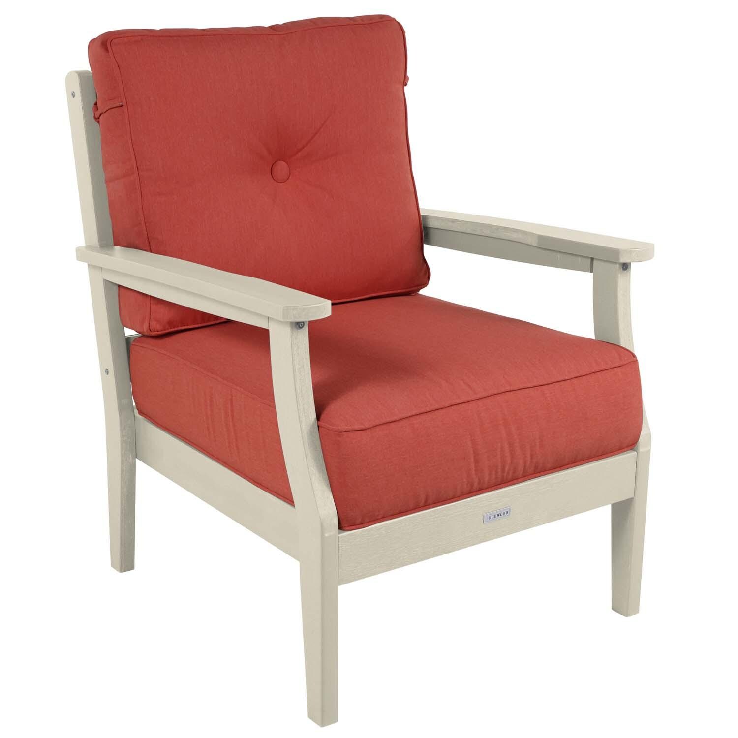 Blushing Bay 6 Pc Recycled Plastic Grand Seating Set in Canvas Persimmon/Whitewash by Lakeview Outdoor Designs - Chair - White Background thumbnail