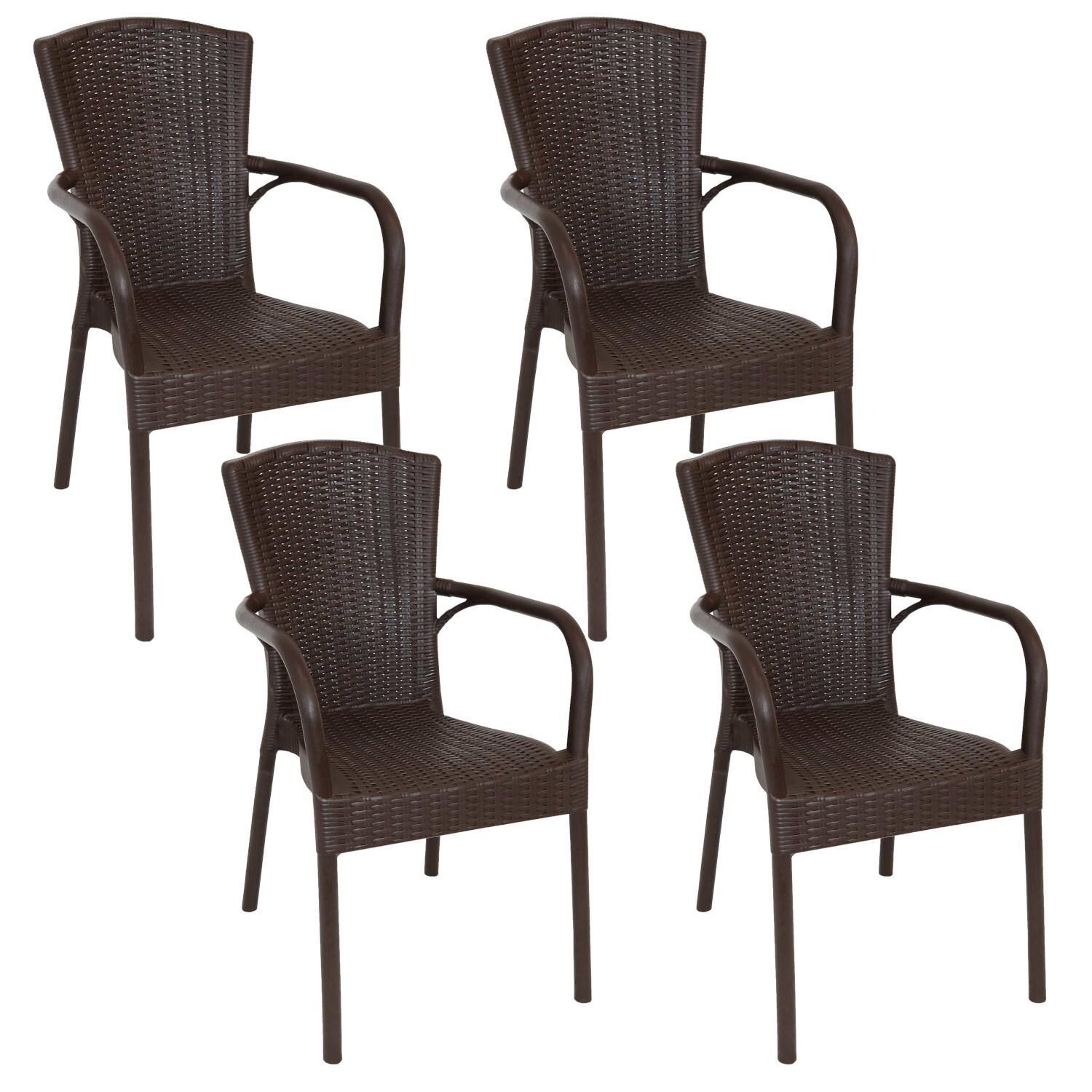 Ultimate Patio 4 Piece Stackable Outdoor Patio Dining Chair Set - Angled View Set thumbnail