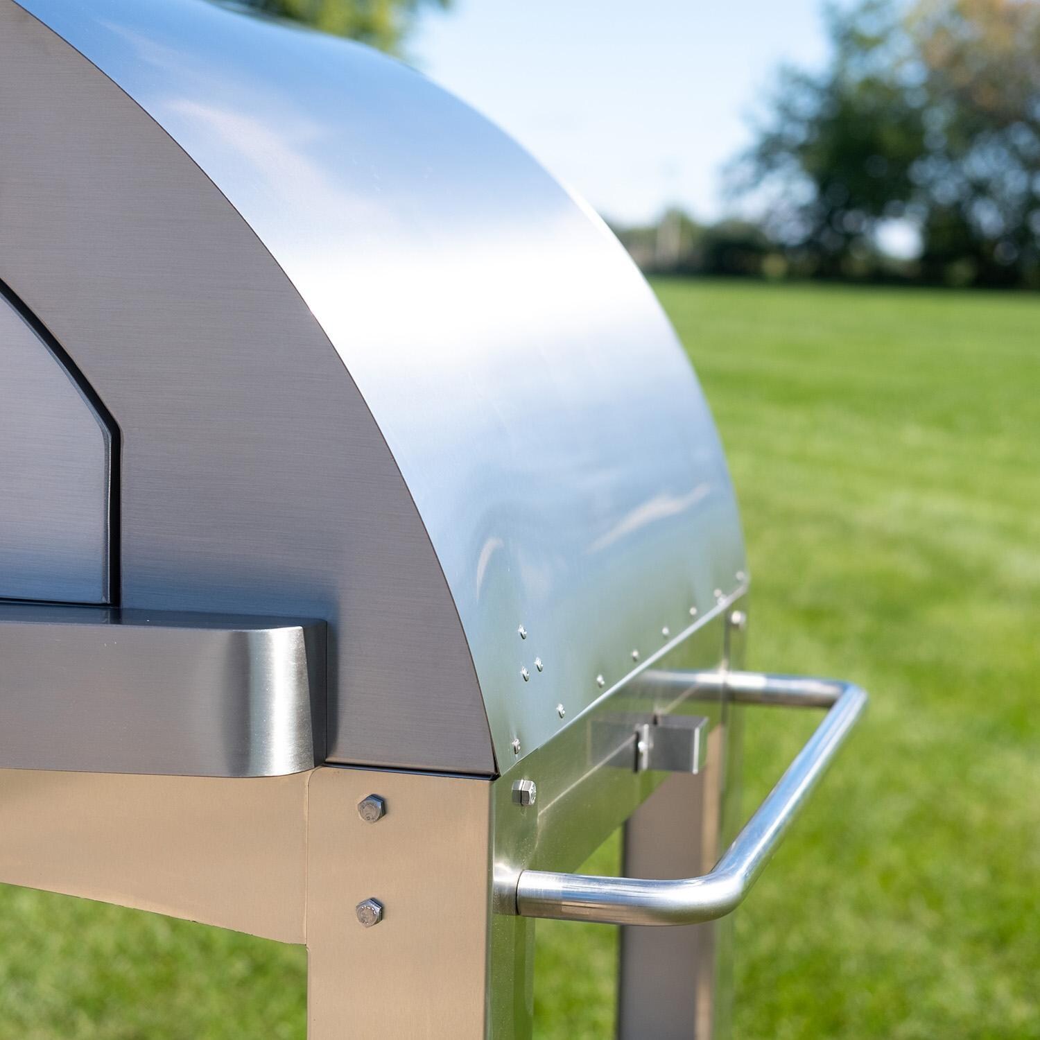 WPPO WKK-02S Karma 32-in Wood Fired Pizza Oven w/ Stainless Steel Cart - Handle - Detail thumbnail