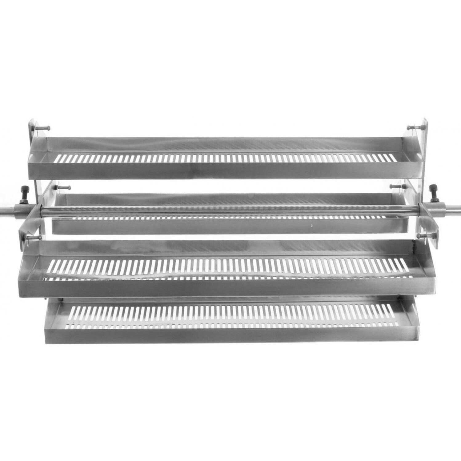 Rib-O-Lator Rotating BBQ Grill Rotisserie Trays - Front View thumbnail