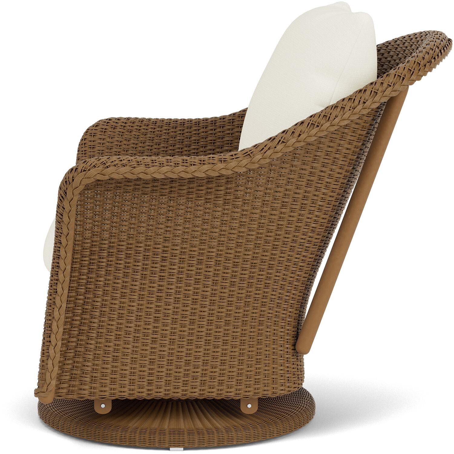 Lloyd Flanders Weekend Retreat Swivel Glider Lounge Chair in Hickory Finish W/ Sailcloth Salt Fabric - Side thumbnail