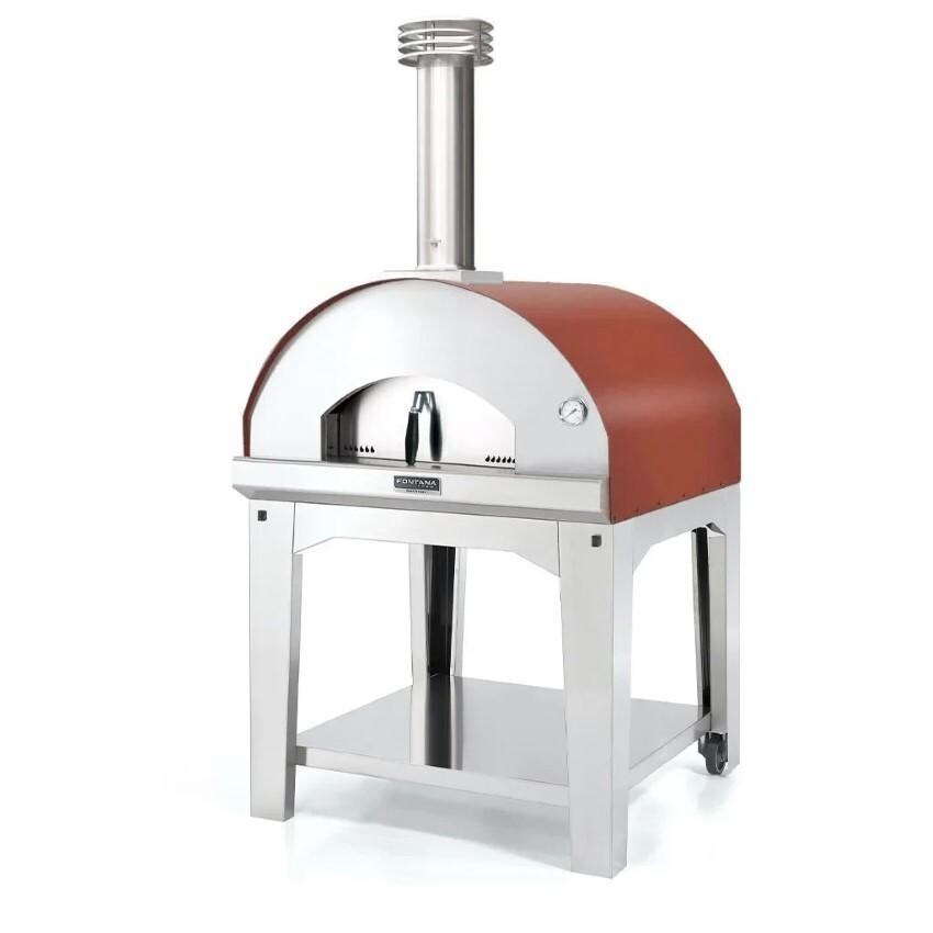 Fontana Forni FTMARIN-R Marinara Wood-Fired - Red - On Portable Cart (Optional) - White Background thumbnail