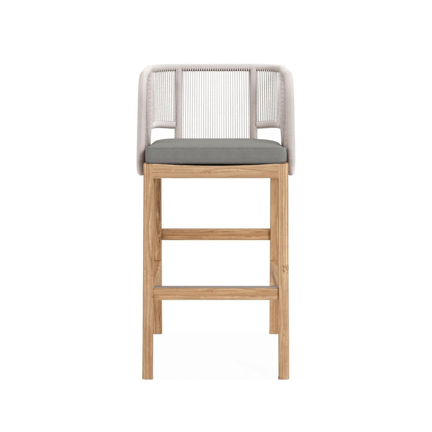 Willowlake Teak Bar Chair in Charcoal by Lakeview Outdoor Designs - Front View - White Background thumbnail