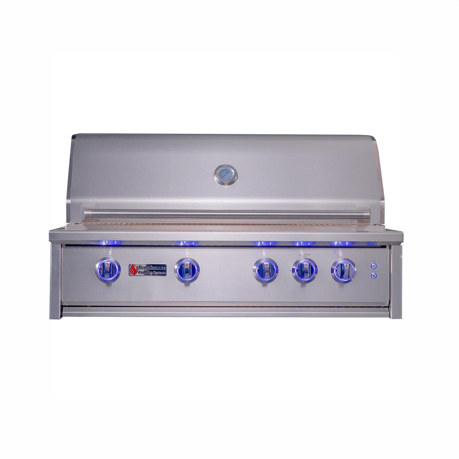 Cutlass Elite 38-in 4 Burner Built-In Natural Gas Grill - Closed - White Background thumbnail
