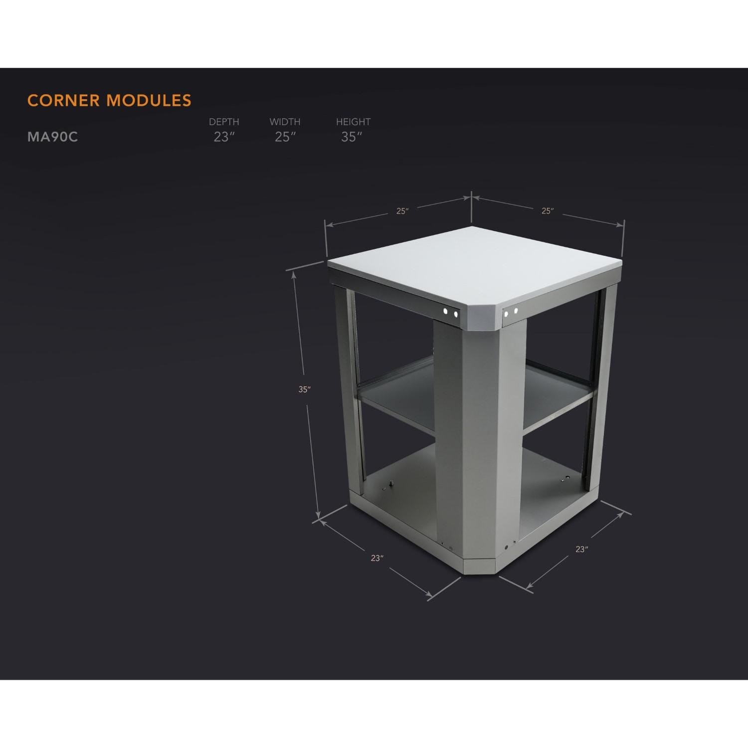 Mont Alpi MA90C 90 Degree Corner Cabinet Module - Dimensions thumbnail