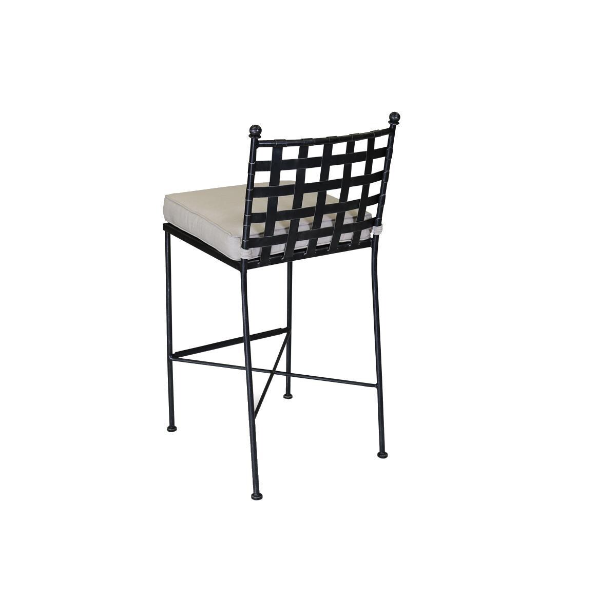 Provence 2 Piece Wrought Iron Patio Bar Stool - Back View - White Background thumbnail