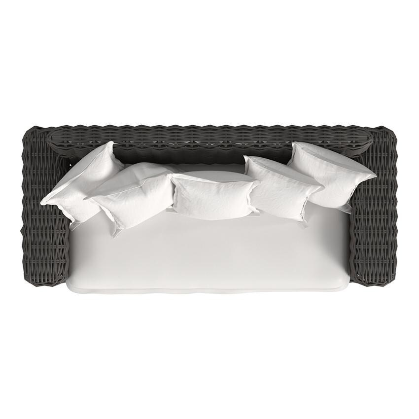 Cabo 2 Person Resin Wicker Loveseat in Kahlua/Soothe Pearl by Sunset West - Top - White Background thumbnail