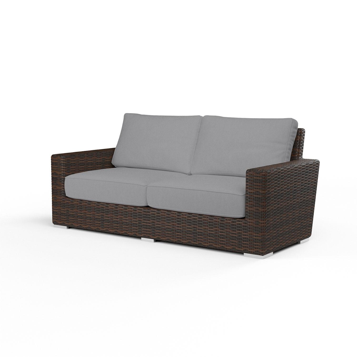 Montecito Wicker Patio Loveseat in Canvas Granite w/ Self Welt By Sunset West
