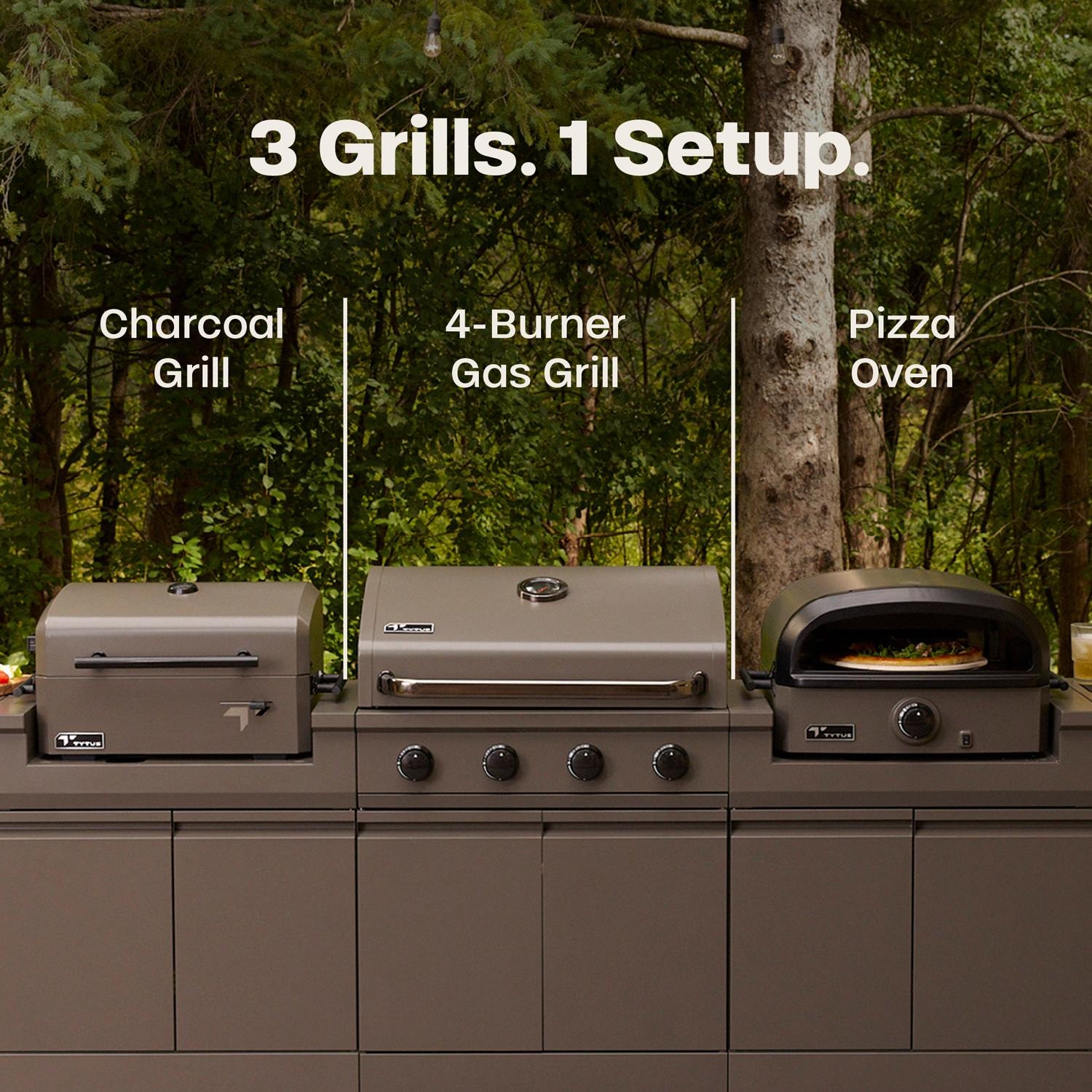 TYTUS TDT-BUN-065 Modular Trio w/ 4-Burner Gas Grill, Charcoal Grill & Gas Pizza Oven - Included - Detail thumbnail