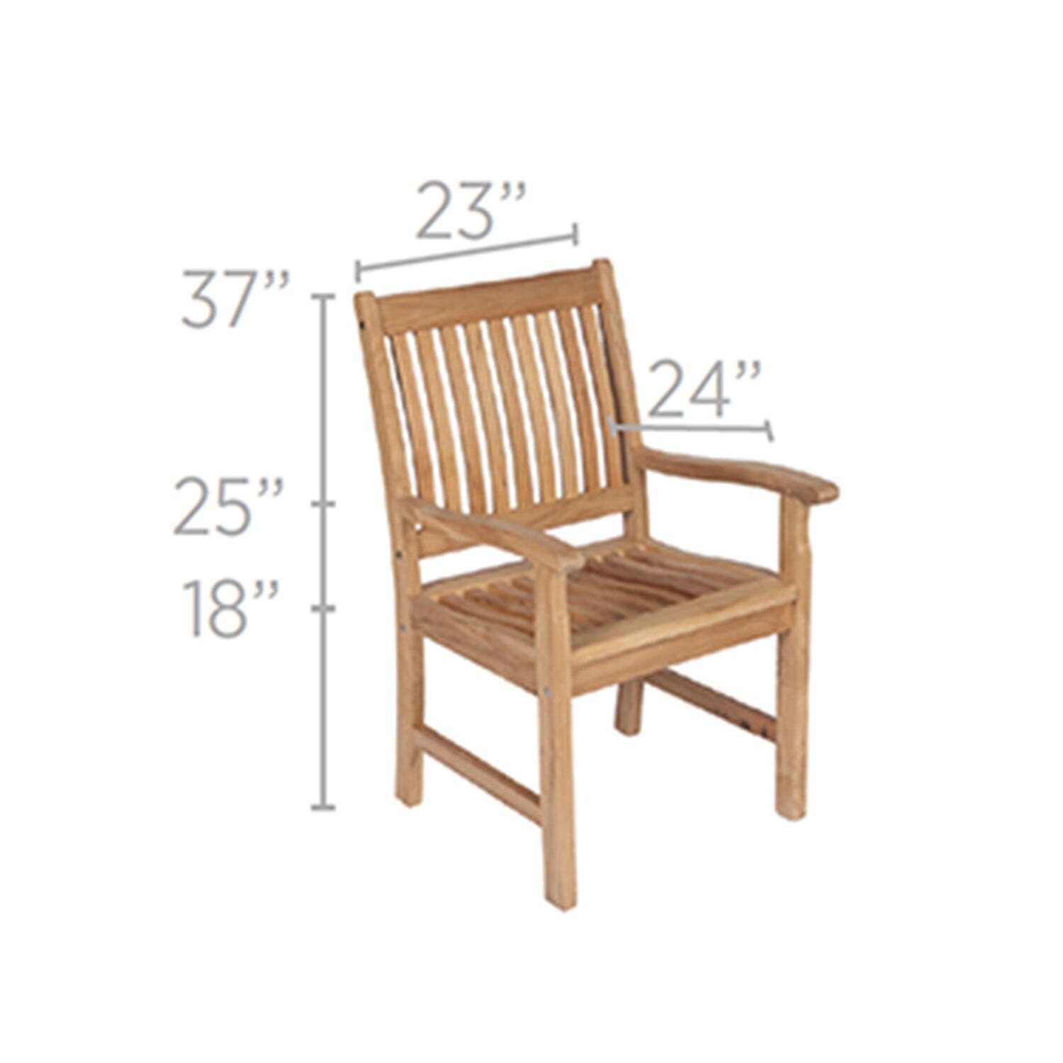 Compass Teak Dining Arm Chair by Royal Teak Collection - Dimensions - Diagram thumbnail