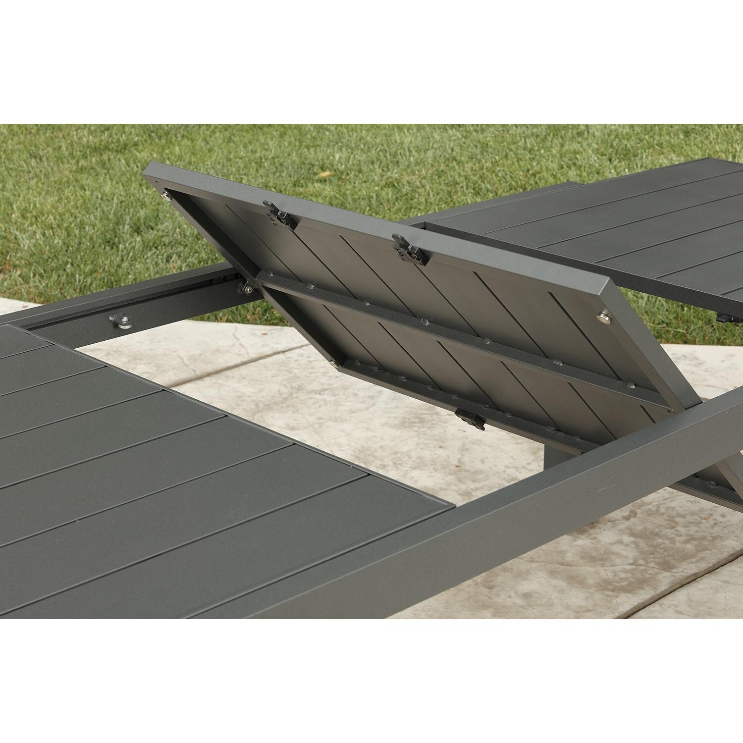 Lakeview Outdoor Designs Amite 9 Piece Aluminum Patio Dining Set - Patio Dining Table - Extension Leaf Stores Below Tabletop thumbnail