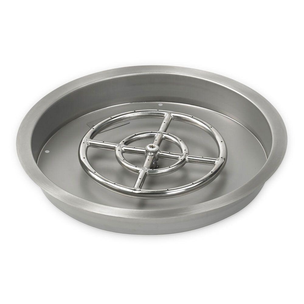 BBQGuys Signature 19-Inch Stainless Steel Round Drop-In Pan W/ 12-Inch Propane Gas Ring Burner - SS-RSP-19-ASBL-LP