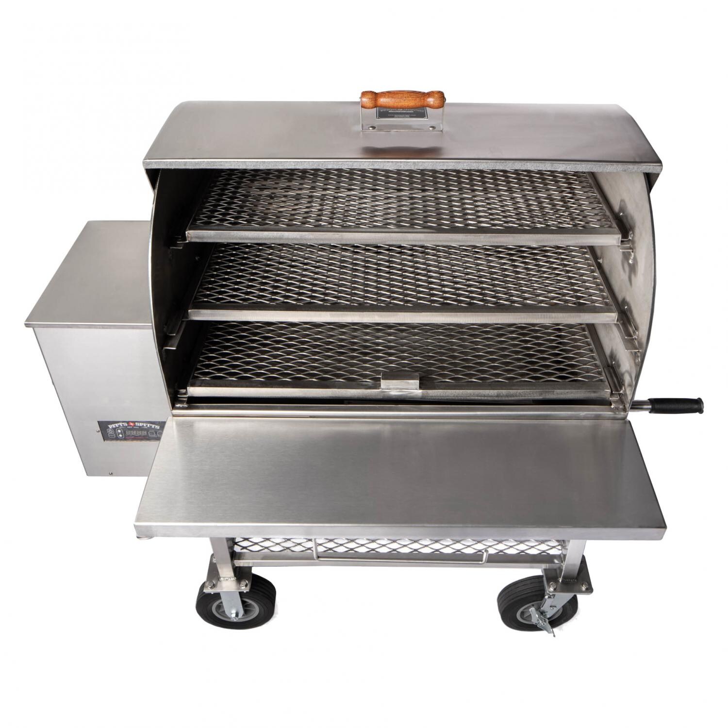 Pitts & Spitts P-MAV2000SS Maverick 2000 Pellet Grill - Stainless Steel - Open Top View thumbnail