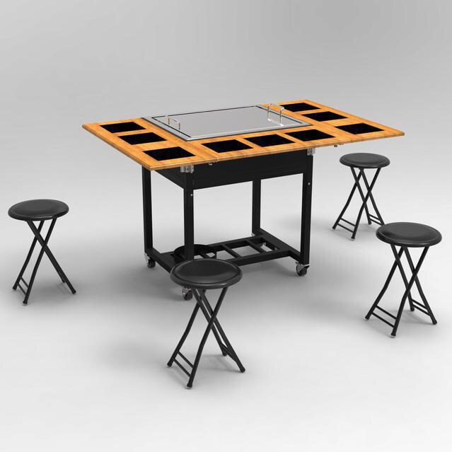 My Hibachi BBQ Flattop Grill - Shown With Folded Side Tables - Shown With Folding Chairs thumbnail