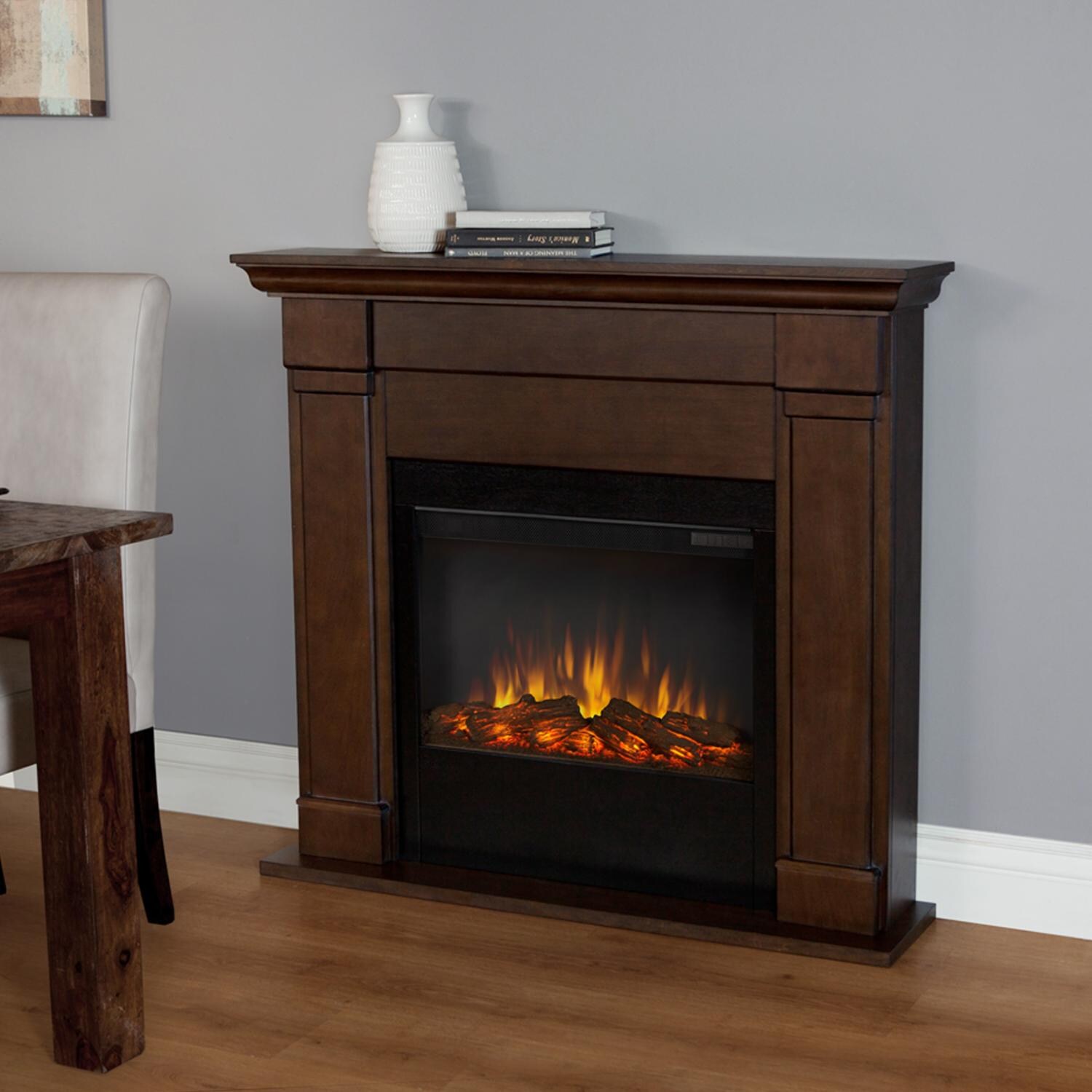 Real Flame Lowry 46-Inch Slimline Electric Fireplace - Vintage Real Flame Lowry 46-Inch Slimline Electric Fireplace - Shown Installed in Room - Real Flame Lowry 46-Inch Slimline Electric Fireplace - Vintage