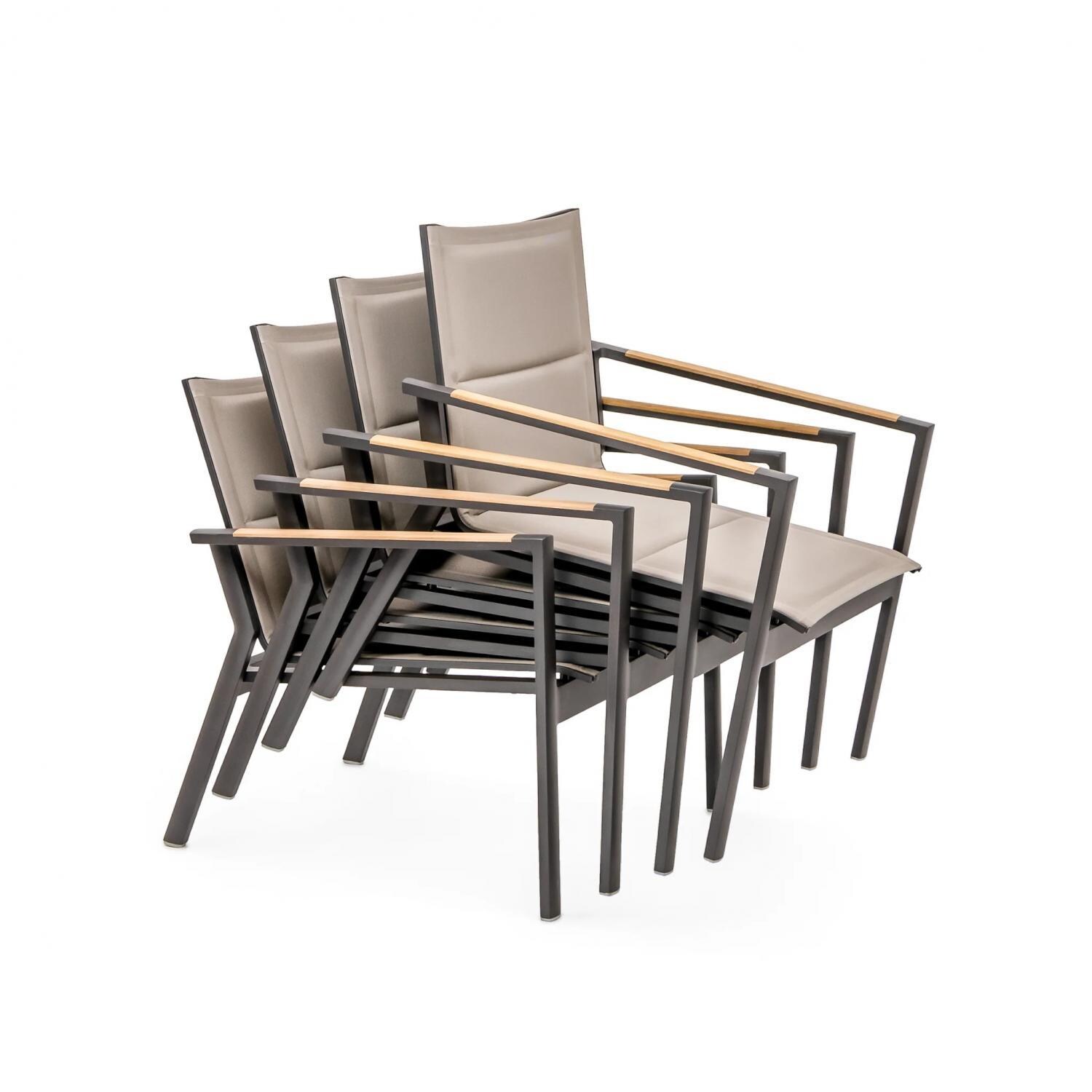 Teak + Table Barbados Stacking Club Chair in Asteroid - Stack - White Background thumbnail
