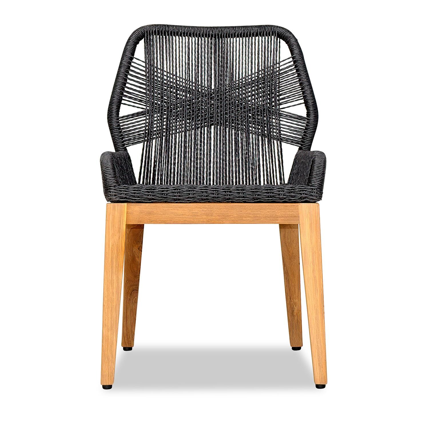 Wood Grove 8 Seat Reclaimed Teak and Rope Dining Set By Lakeview - Armless Chair - White Background thumbnail