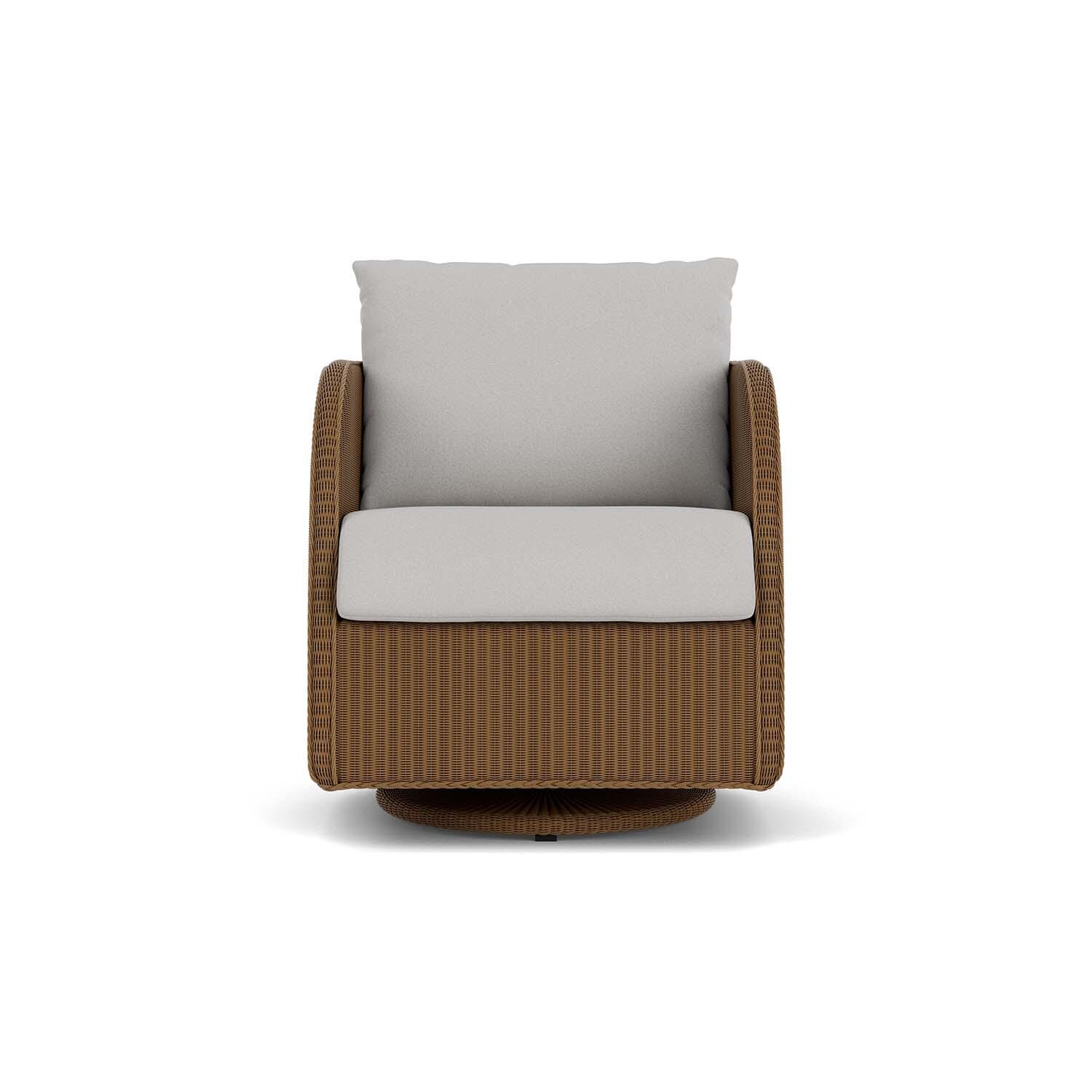 Essence Wicker Club Chair w/ Swivel Gliders in Hickory/Tundra Dove By Lloyd Flanders