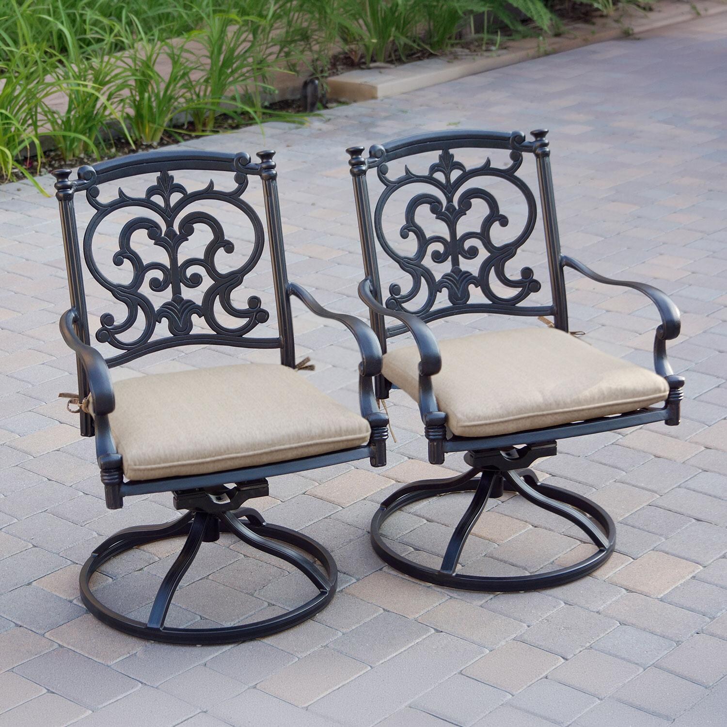 Darlee 201010-11PC-60LE Santa Barbara 11 Piece Cast Aluminum Patio Dining Set W/ 92 X 42 Inch Rectangular Extension Table & Beige Canvas Cushions - Swivel Rocker Dining Chair thumbnail