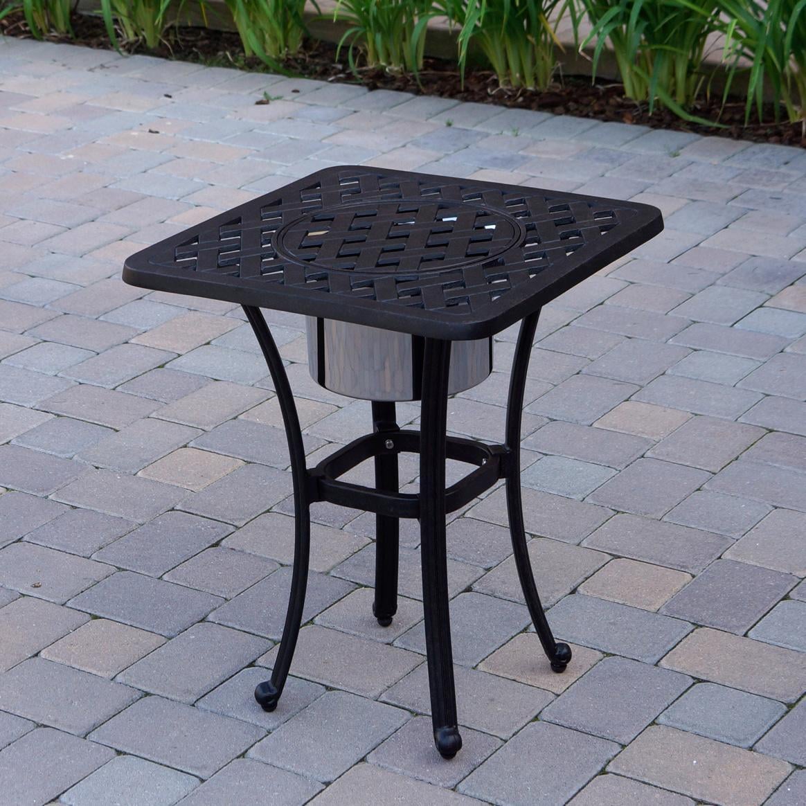 Darlee St. Cruz 3-Piece Patio Conversation Set with 21 Inch Square Ice Bucket End Table - Table - Lifestyle thumbnail