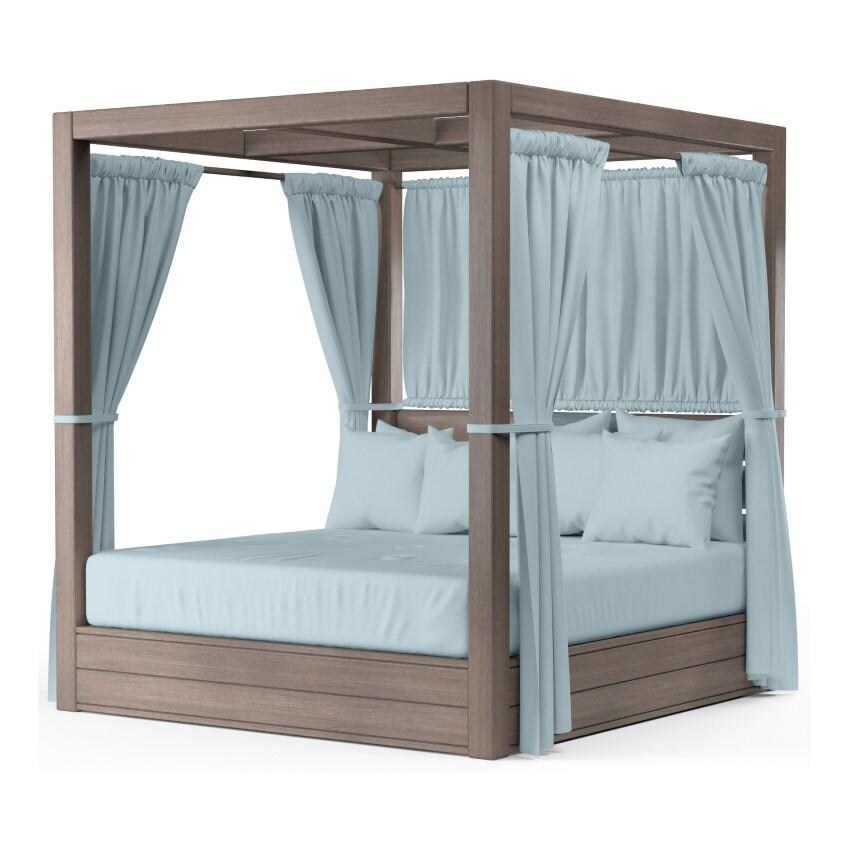 Laguna Aluminum Resort King Daybed w/ No Welt in Driftwood/Canvas Skyline by Sunset West - Angled - White Background thumbnail